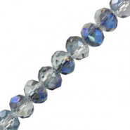 Top Facet glas rondellen kralen 8x6mm disc Blue ab half plated